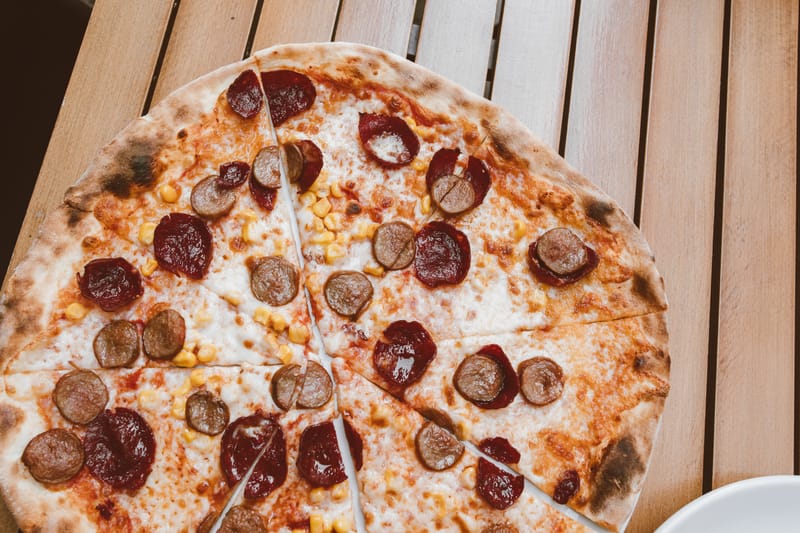 Spicy nduja sausage pizza with burrata cheese
