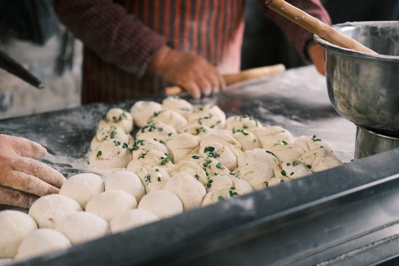 Garlic dough balls with herb butter dipping sauce