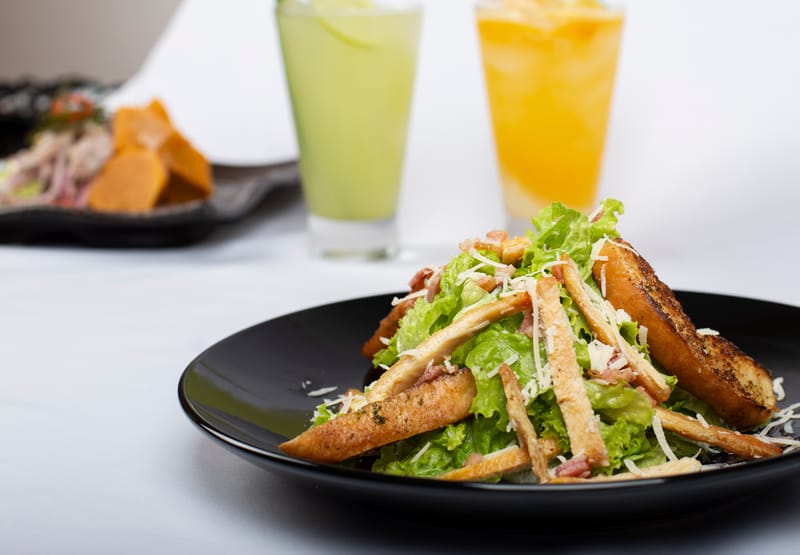 Caesar salad with parmesan croutons and anchovies